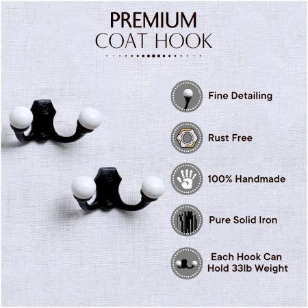 Black Double Loop Ceramic Iron Hooks